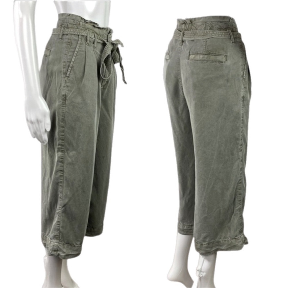 American Eagle Outfitters | High Waist Paper Bag Cropped Pants - Sage Green​ - Picture 4 of 12